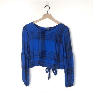 Wild Fable Blue Plaid Crop Blouse